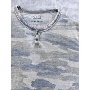 Lucky Brand Venice Burnout Camo Henley T Shirt Mens Size Medium Short Sleeve